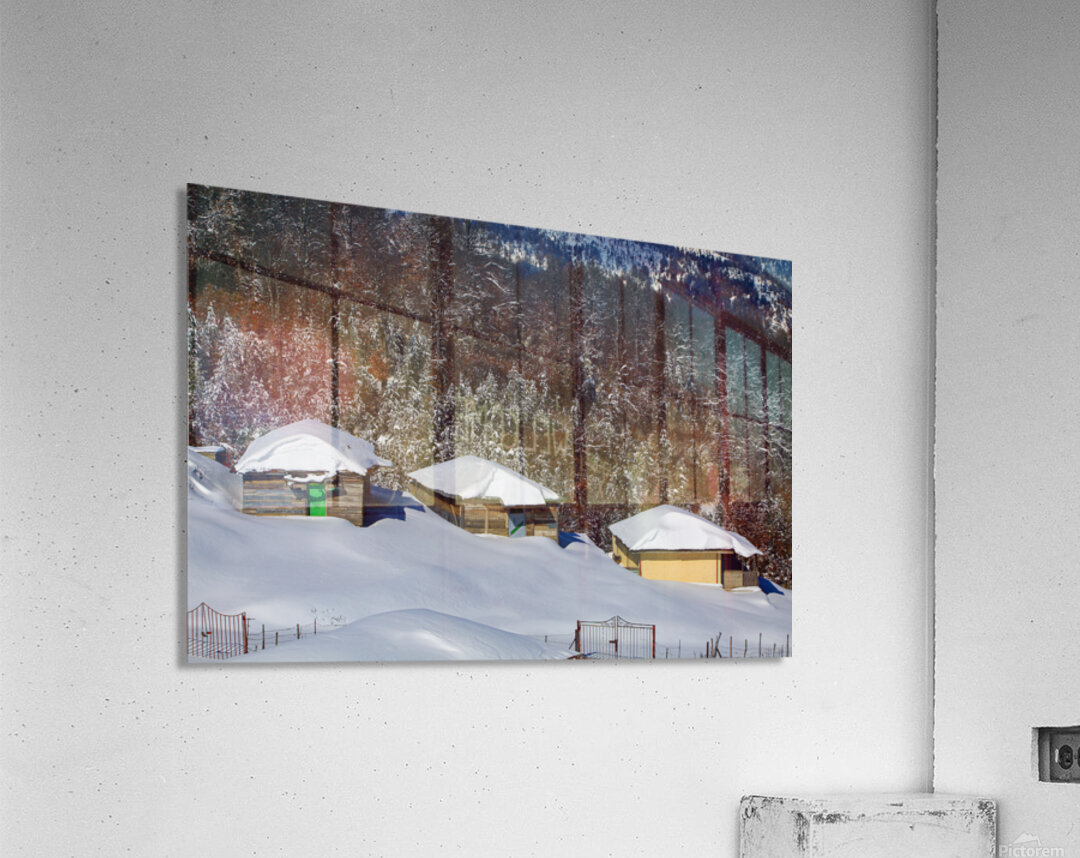 Snowy Cabins Acrylic Print
